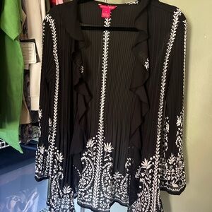 Sunny Leigh Black and White Blouse with Floral Design